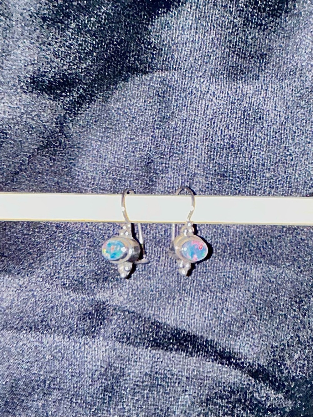 Genuine Black Opal and Sterling Silver Drop Earrings